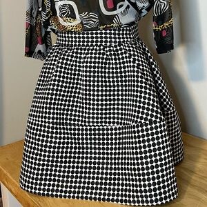 Express White, Black Dotted Skater Short Skirt